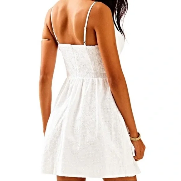 Lilly Pulitzer Rika White Lace Scalloped Embroidered Mini Dress 00 Resort Bridal - Picture 4 of 7